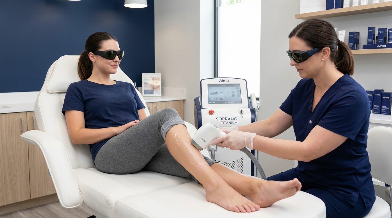 Traditional laser hair removal treatment session