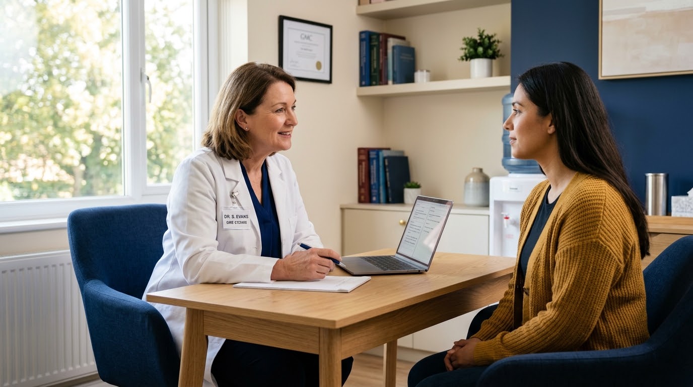 Doctor and patient during a private consultation at Diamed London Clinic